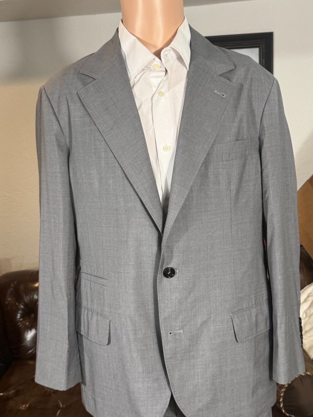 Brunello Cucinelli Gray Wool Silk Blazer Sportcoat 50R 40R EUC Unstructured